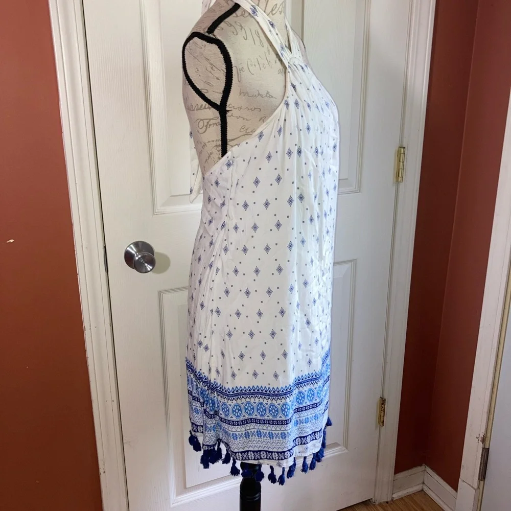 Lord & Taylor Halter Tassel Hem Summer Dress Coverup Beach Resortwear sz Small - Picture 2 of 6